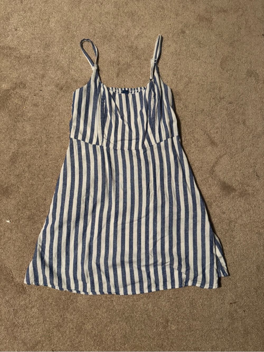 Old Navy Blue and White Striped Spaghetti Strap Dress